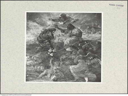 Vorderseite von Sopr. BAS ROMA [https://www.deutsche-digitale-bibliothek.de/content/lizenzen/rv-ez/] Zyklus von Szenen aus dem Marienlebenlinke Wand: Krönung Mariae - , bh480412_recto. Foto.