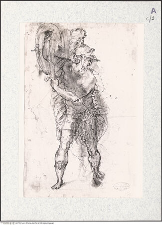 Vorderseite von Böhm [https://www.deutsche-digitale-bibliothek.de/content/lizenzen/rv-ez/] Studie eines Kriegers - , bh481667_recto. Foto.