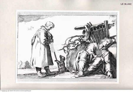 Vorderseite von Istituto Nazionale per la Grafica [http://creativecommons.org/publicdomain/mark/1.0/] Ein stehender Hirte mit Hund und ein schlafender Hirte mit abgestelltem Korb - , bh482561. Foto.