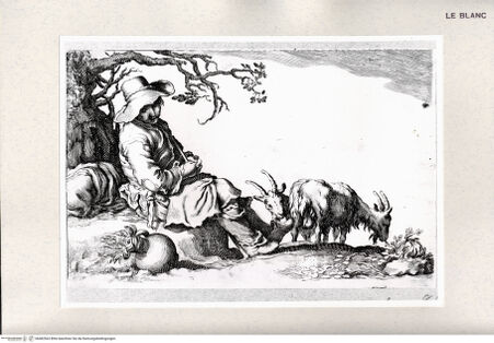 Vorderseite von Istituto Nazionale per la Grafica [http://creativecommons.org/publicdomain/mark/1.0/] Unter einem Baum ruhender Hirte mit Ziegen - , bh482563. Foto.