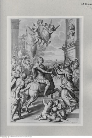 Vorderseite von Istituto Nazionale per la Grafica [http://creativecommons.org/publicdomain/mark/1.0/] Ladislaus VI. von Polen, zu Pferde seine Soldaten anführend, wird von Minerva die Krone gereicht - , bh482585. Foto.