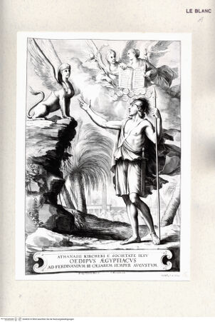 Vorderseite von Istituto Nazionale per la Grafica [http://creativecommons.org/publicdomain/mark/1.0/] Ödipus erklärt das Rätsel, Titelillustration zu: Athanasius Kircher, Oedipus Aegypticus - , bh482610. Foto.