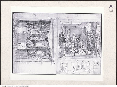 Vorderseite von Pierpont Morgan Library [https://www.deutsche-digitale-bibliothek.de/content/lizenzen/rv-ez/] Die Hochzeit von Ottavio Farnese und Margarethe von Österreich und Paul III erklärt Pierluigi Farnese zum Generalhauptmann der Kirche - , bh483056_recto. Foto.