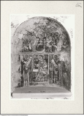 Vorderseite von Sigismondi, Roberto [http://creativecommons.org/licenses/by-nc-sa/4.0/] Apsisdekoration mit Pfingstwunder (Kalotte) und Christus mit vier heiligen Bischöfen - Gesamtansicht, bh483125_recto. Foto: Sigismondi, Roberto.