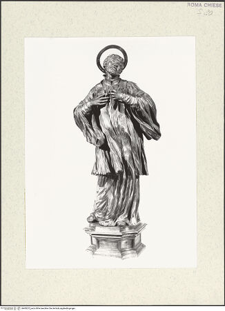 Vorderseite von Sopr. BAS ROMA [https://www.deutsche-digitale-bibliothek.de/content/lizenzen/rv-ez/] Statuetten vom Altar des heiligen Franz XaverDer heilige Franz Xaver - , bh483272_recto. Foto.