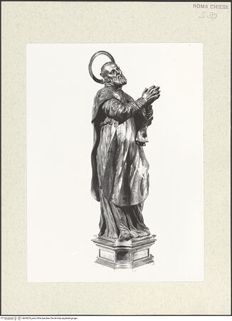 Vorderseite von Sopr. BAS ROMA [https://www.deutsche-digitale-bibliothek.de/content/lizenzen/rv-ez/] Statuetten vom Altar des heiligen Franz XaverDer heilige Filippo Neri - Seitensansicht von links, bh483276_recto. Foto.