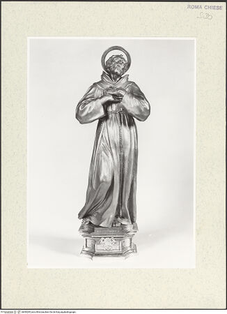 Vorderseite von Sopr. BAS ROMA [https://www.deutsche-digitale-bibliothek.de/content/lizenzen/rv-ez/] Statuetten vom Altar des heiligen Franz XaverDer heilige Franziskus von Assisi - , bh483285_recto. Foto.