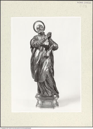 Vorderseite von Sopr. BAS ROMA [https://www.deutsche-digitale-bibliothek.de/content/lizenzen/rv-ez/] Statuetten vom Altar des heiligen Franz XaverDer heilige Filippo Neri - , bh483313_recto. Foto.