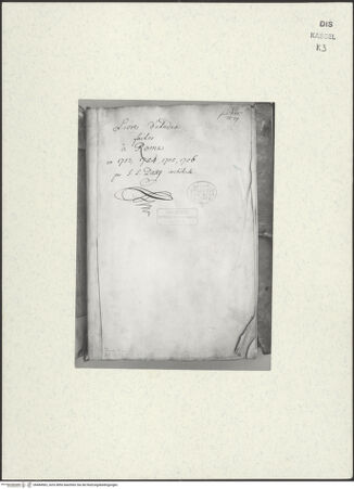 Vorderseite von Staatliche Kunstsammlungen, Schloss Wilhelmshöhe [https://www.deutsche-digitale-bibliothek.de/content/lizenzen/rv-ez/] Skizzenbuch der römischen ReiseTitelseite - , bh484583_recto. Foto.