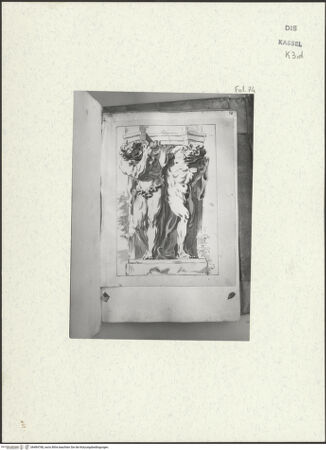 Vorderseite von Staatliche Kunstsammlungen, Schloss Wilhelmshöhe [https://www.deutsche-digitale-bibliothek.de/content/lizenzen/rv-ez/] Skizzenbuch der römischen ReiseFol. 74: Zwei Atlanten - , bh484768_recto. Foto.