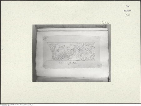 Vorderseite von Staatliche Kunstsammlungen, Schloss Wilhelmshöhe [https://www.deutsche-digitale-bibliothek.de/content/lizenzen/rv-ez/] Skizzenbuch der römischen ReiseFol. 53 verso: Antikes Relief in der Villa Borghese - , bh484782_recto. Foto.
