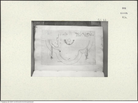 Vorderseite von Staatliche Kunstsammlungen, Schloss Wilhelmshöhe [https://www.deutsche-digitale-bibliothek.de/content/lizenzen/rv-ez/] Skizzenbuch der römischen ReiseFol. 31: Grundriss des Brunnenbassins im großen Kreuzgang des ehemaligen Karthäuserklosters von Santa Maria degli Angeli (heute Museo Nazionale Romano) - , bh484817_recto. Foto.