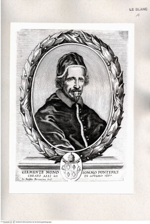 Vorderseite von Istituto Nazionale per la Grafica [http://creativecommons.org/publicdomain/mark/1.0/] Papst Clemens IX., Ovalmedaillon - , bh485333. Foto.