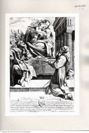 Vorderseite von Istituto Nazionale per la Grafica [http://creativecommons.org/publicdomain/mark/1.0/] Die Vision des heiligen Kapuzinermönchs Felix von Cantalice (im Gegensinn) - , bh485359. Foto.