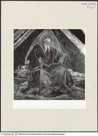 Vorderseite von Sopr. BAS ROMA [https://www.deutsche-digitale-bibliothek.de/content/lizenzen/rv-ez/] Szenen aus dem Leben des heiligen Bernhardin von SienaGewölbekappe: Der Evangelist Johannes - nach der Restaurierung, bh485732_recto. Foto.