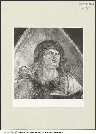 Vorderseite von Sopr. BAS ROMA [https://www.deutsche-digitale-bibliothek.de/content/lizenzen/rv-ez/] Szenen aus dem Leben des heiligen Bernhardin von SienaGewölbekappe: Der Evangelist Matthäus - nach der Restaurierung, bh485734_recto. Foto.