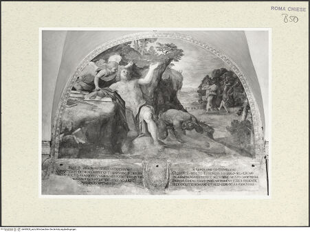 Vorderseite von Sopr. BAS ROMA [https://rightsstatements.org/page/CNE/1.0/] Szenen aus dem Leben verschiedener heiliger EremitenVersuchung des heiligen Hieronymus durch die Vision tanzender Mädchen - , bh485820_recto. Foto.