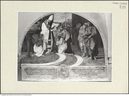 Vorderseite von Sopr. BAS ROMA [https://rightsstatements.org/page/CNE/1.0/] Szenen aus dem Leben verschiedener heiliger EremitenTaufe des heilige Hieronymus - , bh485830_recto. Foto.