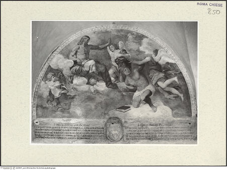 Vorderseite von Sopr. BAS ROMA [https://rightsstatements.org/page/CNE/1.0/] Szenen aus dem Leben verschiedener heiliger EremitenVision des heiligen Hieronymus: Er wird von Engeln gegeißelt, da er Cicero der Bibel vorzog - , bh485831_recto. Foto.