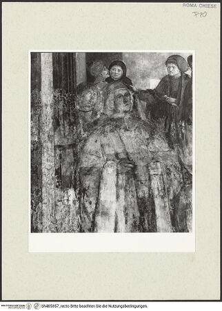 Vorderseite von Sopr. BAS ROMA [https://www.deutsche-digitale-bibliothek.de/content/lizenzen/rv-ez/] Szenen aus dem Leben des heiligen Bernhardin von SienaExequien des heiligen Bernhardin - Detail: Figurengruppe am rechten Bildrand, nach der Restaurierung, bh485857_recto. Foto.