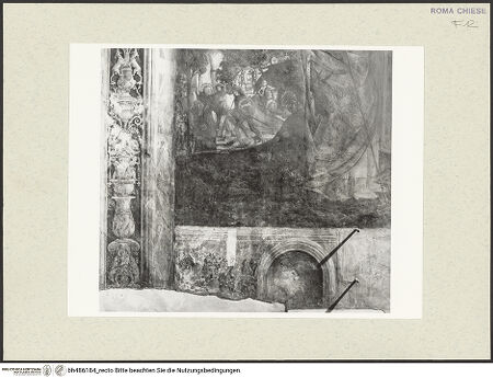 Vorderseite von Sopr. BAS ROMA [https://www.deutsche-digitale-bibliothek.de/content/lizenzen/rv-ez/] Szenen aus dem Leben des heiligen Bernhardin von SienaChristus in der Mandorla und die Heiligen Berhardin, Antonius von Padua und Ludwig von Toulouse - Nebenszene im Hintergrund am linken Bildrand, nach der Restaurierung, bh486184_recto. Foto.