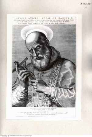 Vorderseite von Istituto Nazionale per la Grafica [http://creativecommons.org/publicdomain/mark/1.0/] Der heilige Papst Anicetus mit einem Kruzifix - , bh486833. Foto.