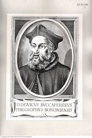 Vorderseite von Istituto Nazionale per la Grafica [http://creativecommons.org/publicdomain/mark/1.0/] Bildnis des Bologneser Philosophen Ludovicus Buccaferreus - , bh486842. Foto.