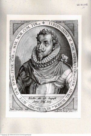 Vorderseite von Istituto Nazionale per la Grafica [http://creativecommons.org/publicdomain/mark/1.0/] Bildnis des Kaisers Ferdinand II. in einem Ovalmedaillon - , bh486843. Foto.