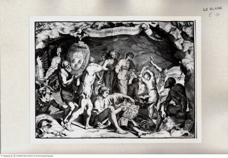 Vorderseite von Istituto Nazionale per la Grafica [http://creativecommons.org/publicdomain/mark/1.0/] These mit der Schmiede Vulkans und dem Wappen des Kardinals Barberini: Arma tenenti omnia dat qui iusta negat - , bh486854. Foto.