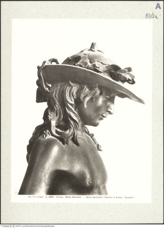 Vorderseite von Alinari [https://www.deutsche-digitale-bibliothek.de/content/lizenzen/rv-ez/] David - Detail, Kopf im Profil nach rechts, bh487511_recto. Foto.