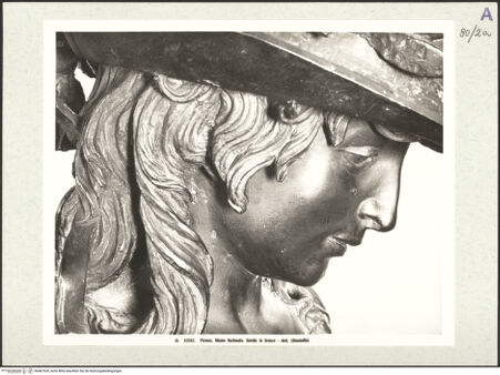 Vorderseite von Alinari [https://www.deutsche-digitale-bibliothek.de/content/lizenzen/rv-ez/] David - Detail, Kopf im Profil nach rechts, bh487520_recto. Foto.