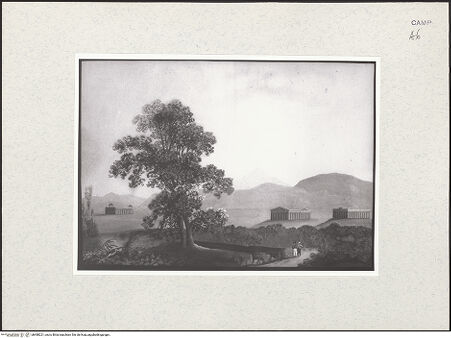 Vorderseite von Courtauld Institute of Art [https://www.deutsche-digitale-bibliothek.de/content/lizenzen/rv-ez/] Ansicht von Paestum - Gesamtansicht, bh488221_recto. Foto.