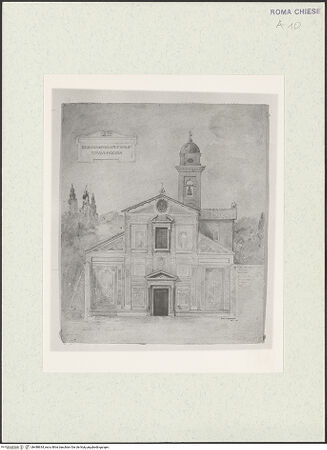 Vorderseite von Archivio Fotografico della Soprintendenza [https://www.deutsche-digitale-bibliothek.de/content/lizenzen/rv-ez/] Ansicht der römischen Kirche Santi Nereo e Achilleo: die Fassade mit der Freskendekoration von Girolamo Massei (heute verloren) - , bh488634_recto. Foto.