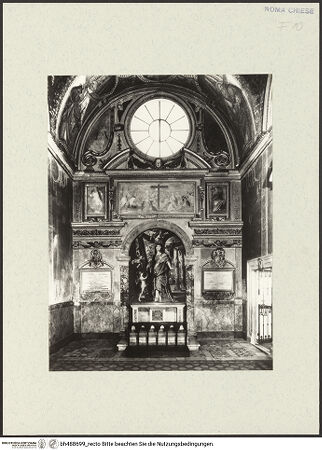 Vorderseite von Bibliotheca Hertziana [https://www.deutsche-digitale-bibliothek.de/content/lizenzen/rv-fz/] Die heilige Helena - Fotomontage: Rekonstruktion der Altarnische mit dem Gemälde "Die heilige Helena", von Peter Paul Rubens (heute Grasse, Dom), von I. v. d. Mühlen, bh488699_recto. Foto.