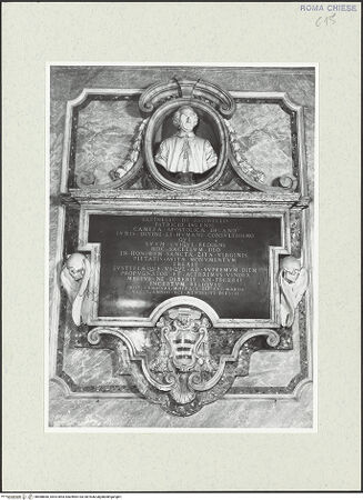 Vorderseite von Sopr. BAS ROMA [https://www.deutsche-digitale-bibliothek.de/content/lizenzen/rv-ez/] Grabmal von Fatinello Fatinelli - , bh488860_recto. Foto.