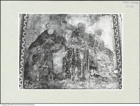 Vorderseite von Sopr. BAS ROMA [https://www.deutsche-digitale-bibliothek.de/content/lizenzen/rv-ez/] Gewölbefreskenrechtes Bildfeld: Die Heiligen Franziskus von Assisi und Antonius von Padua - , bh488876_recto. Foto.