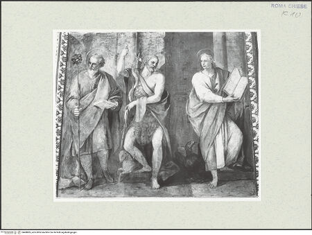 Vorderseite von Sopr. BAS ROMA [https://www.deutsche-digitale-bibliothek.de/content/lizenzen/rv-ez/] Die Heiligen Joseph, Johannes der Täufer und Johannes der Evangelist - , bh488885_recto. Foto.