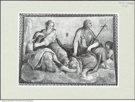 Vorderseite von Sopr. BAS ROMA [https://www.deutsche-digitale-bibliothek.de/content/lizenzen/rv-ez/] Gewölbefreskenlinkes Bildfeld: Die Heiligen Katharina von Alexandrien und Magdalena - , bh488886_recto. Foto.