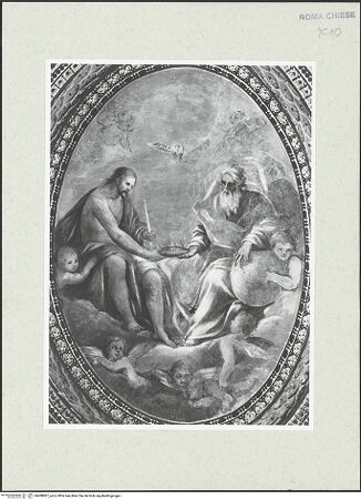 Vorderseite von Sopr. BAS ROMA [https://www.deutsche-digitale-bibliothek.de/content/lizenzen/rv-ez/] GewölbefreskenMittleres Bildfeld: Die heilige Trinität - , bh488887_recto. Foto.