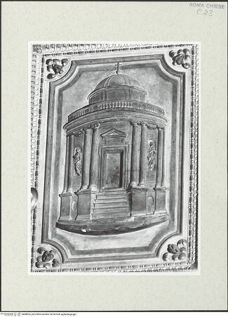 Vorderseite von Sopr. BAS Roma [https://rightsstatements.org/page/CNE/1.0/] Stuckierung des Presbyteriums - Rundtempel, bh488926_recto. Foto.