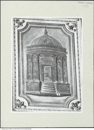 Vorderseite von Sopr. BAS Roma [https://rightsstatements.org/page/CNE/1.0/] Stuckierung des Presbyteriums - Rundtempel, bh488927_recto. Foto.