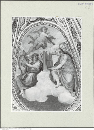 Vorderseite von Sopr. BAS Roma [https://rightsstatements.org/page/CNE/1.0/] Szenen aus der Vita der heiligen SusannaApsiskalotte mit der Glorie der heiligen Susanna, Engeln und Christus, der die Märtyrerkrone hinabreicht - Detail: Engel rechts, bh489084_recto. Foto.