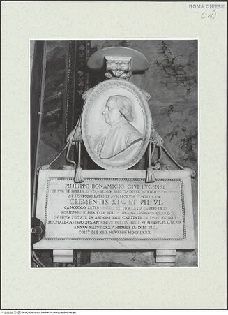 Vorderseite von Sopr. BAS ROMA [https://www.deutsche-digitale-bibliothek.de/content/lizenzen/rv-ez/] Grabmal von Filippo Buonamici - , bh489200_recto. Foto.