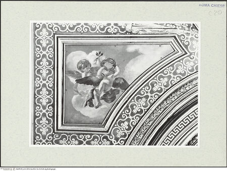 Vorderseite von Sopr. BAS ROMA [https://www.deutsche-digitale-bibliothek.de/content/lizenzen/rv-ez/] Zyklus von Deckengemälden mit Szenen aus der Geschichte des Heiligen KreuzesEngel mit den LeidenswerkzeugenSeitenfeld: Zwei Engel mit Nägeln und Dornenkrone - , bh489208_recto. Foto.