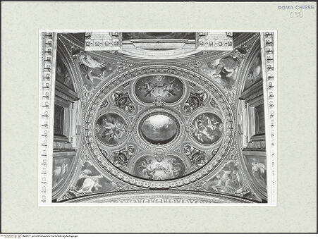 Vorderseite von Sopr. BAS ROMA [https://www.deutsche-digitale-bibliothek.de/content/lizenzen/rv-ez/] Santa Croce e San Bonaventura dei Lucchesi - Chor, Gewölbe mit Fresken von Ercole Ruspi und Francesco Grandi, 1859-1863, bh489221_recto. Foto.