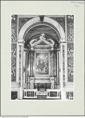 Vorderseite von Sopr. BAS ROMA [https://www.deutsche-digitale-bibliothek.de/content/lizenzen/rv-ez/] Santa Croce e San Bonaventura dei Lucchesi - 2. Kapelle rechts (della Santissima Trinità), bh489223_recto. Foto.
