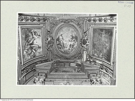 Vorderseite von Sopr. BAS ROMA [https://www.deutsche-digitale-bibliothek.de/content/lizenzen/rv-ez/] Santa Croce e San Bonaventura dei Lucchesi - 3. Kapelle links (dell'Assunta), Gewölbe, bh489227_recto. Foto.