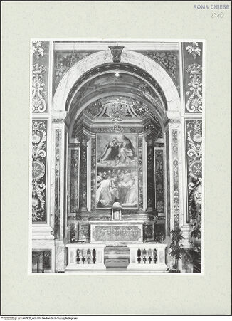 Vorderseite von Sopr. BAS ROMA [https://www.deutsche-digitale-bibliothek.de/content/lizenzen/rv-ez/] Santa Croce e San Bonaventura dei Lucchesi - 2. Kapelle links (dell' Incoronazione della Vergine), bh489228_recto. Foto.