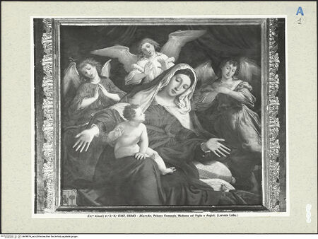 Vorderseite von Alinari [https://www.deutsche-digitale-bibliothek.de/content/lizenzen/rv-ez/] Madonna mit Kind und Engeln - , bh490076_recto. Foto.