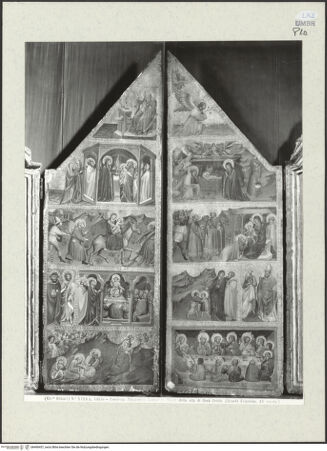 Vorderseite von Alinari [https://www.deutsche-digitale-bibliothek.de/content/lizenzen/rv-ez/] Flügelaltärchen mit Szenen aus dem Leben Mariens und Christi - Ansicht der Seitentafeln mit Marienszenen, bh490457_recto. Foto.
